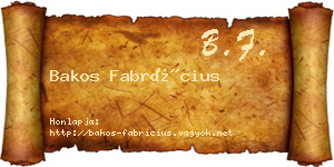 Bakos Fabrícius névjegykártya